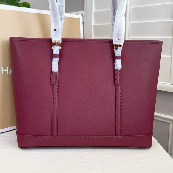 Michael Kors Large Jet Set Burgundy Safianno Leather with Gold Hardware - Picture 5 of 10